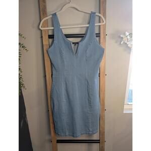 Iris Light Blue Denim Sleeveless Dress with V-Neck Medium